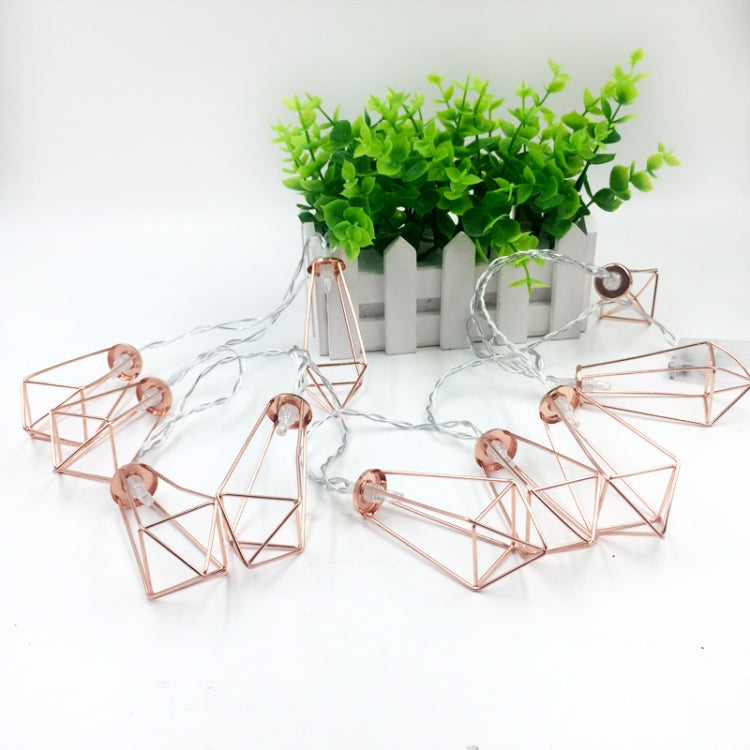 1.5m 10 LEDs Retro Iron Metal Diamond ของตกแต่งบ้าน LED Fairy String Light