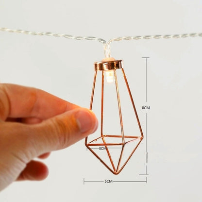 1.5m 10 LEDs Retro Iron Metal Diamond ของตกแต่งบ้าน LED Fairy String Light