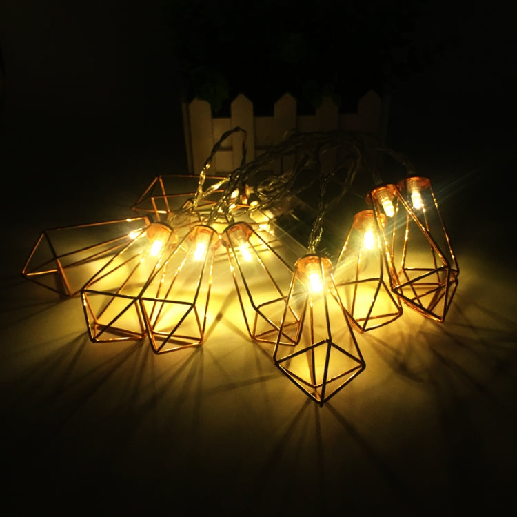 1.5m 10 LEDs Retro Iron Metal Diamond ของตกแต่งบ้าน LED Fairy String Light