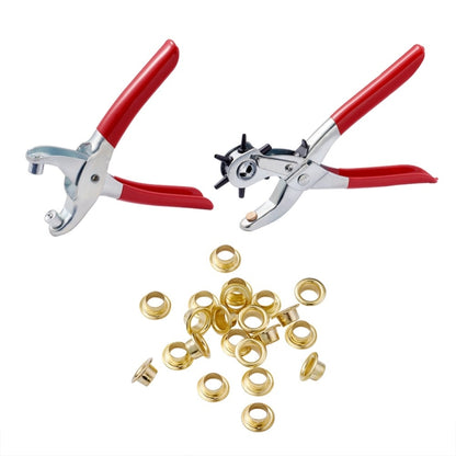 1 ชุด 45 # Steel Punch Plier ชุดคีมตาไก่และเหล็ก Findings เหมาะสำหรับเจาะหนัง (สีแดง)