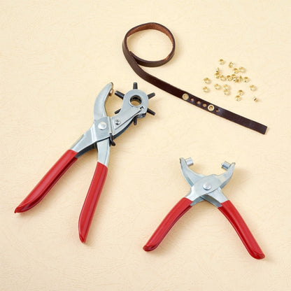 1 ชุด 45 # Steel Punch Plier ชุดคีมตาไก่และเหล็ก Findings เหมาะสำหรับเจาะหนัง (สีแดง)