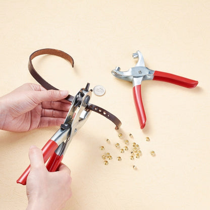 1 ชุด 45 # Steel Punch Plier ชุดคีมตาไก่และเหล็ก Findings เหมาะสำหรับเจาะหนัง (สีแดง)