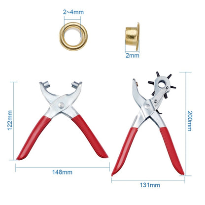 1 ชุด 45 # Steel Punch Plier ชุดคีมตาไก่และเหล็ก Findings เหมาะสำหรับเจาะหนัง (สีแดง)