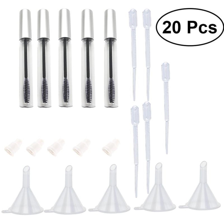 5PCS 12ml มาสคาร่าหลอดขนตา + 5pcs ช่องทางและ Transfer Pipettes ชุดสำหรับน้ำมันละหุ่ง DIY ชุดคอนเทนเนอร์