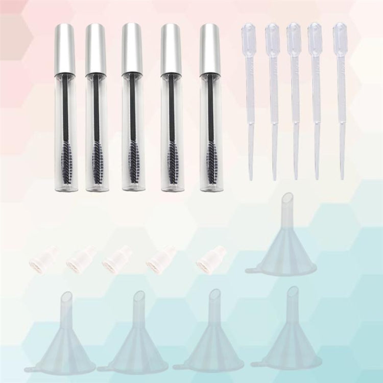 5PCS 12ml มาสคาร่าหลอดขนตา + 5pcs ช่องทางและ Transfer Pipettes ชุดสำหรับน้ำมันละหุ่ง DIY ชุดคอนเทนเนอร์