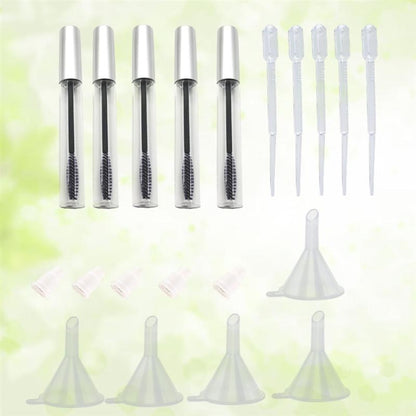 5PCS 12ml มาสคาร่าหลอดขนตา + 5pcs ช่องทางและ Transfer Pipettes ชุดสำหรับน้ำมันละหุ่ง DIY ชุดคอนเทนเนอร์
