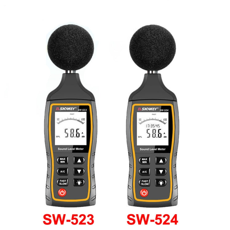 SNDWAY เครื่องวัดเดซิเบลเสียงรบกวนความแม่นยำสูงแบบมือถือ, SW523, SW524(Storage+USB Communication)