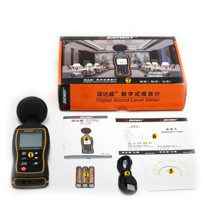SNDWAY เครื่องวัดเดซิเบลเสียงรบกวนความแม่นยำสูงแบบมือถือ, SW523, SW524(Storage+USB Communication)