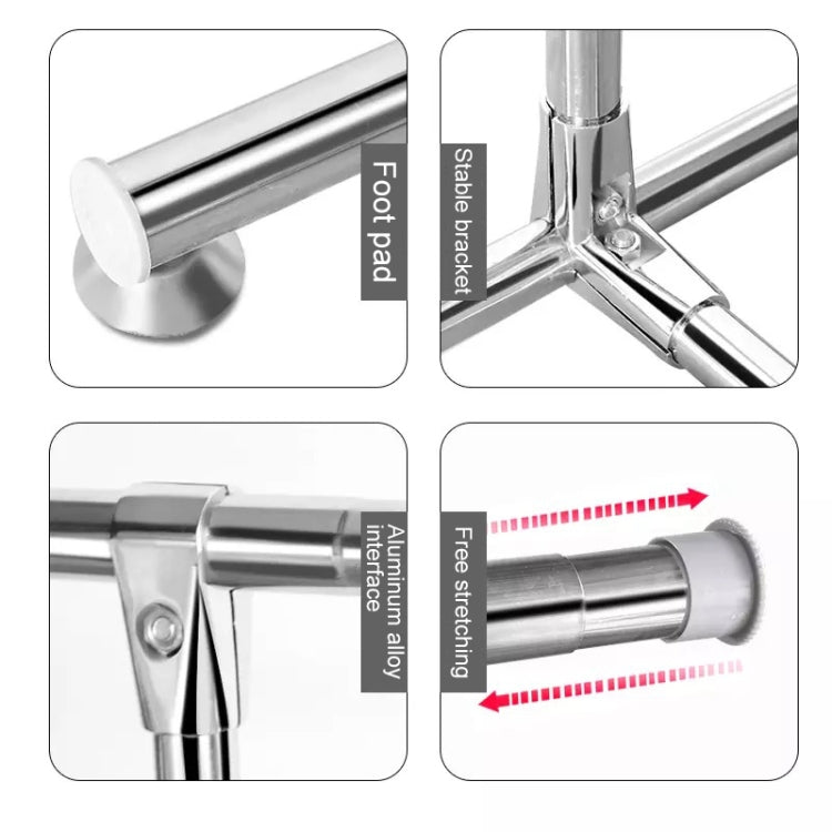 120-200 ซม.Telescopic Drying Rack กลางแจ้ง Calcony ชั้นวางของสแตนเลสแขวน SINGLE Rod เสื้อผ้า Rack, 120-200cm