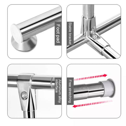 120-200 ซม.Telescopic Drying Rack กลางแจ้ง Calcony ชั้นวางของสแตนเลสแขวน SINGLE Rod เสื้อผ้า Rack, 120-200cm
