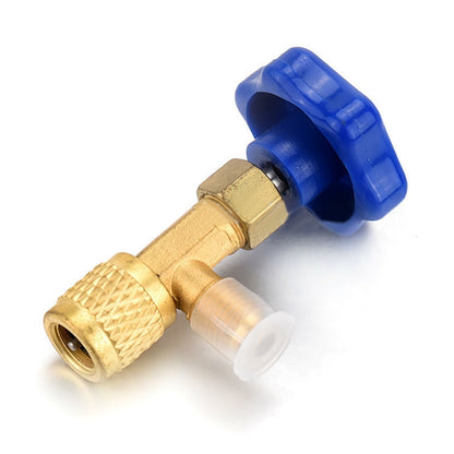 โลหะสีฟ้าวาล์วเปิดขวด 1/4 ขั้วต่อ SAE Dispensing สารทำความเย็นวาล์ว Openers ขวดสำหรับ R22 R134a R410A, Blue Metal Valve Bottle