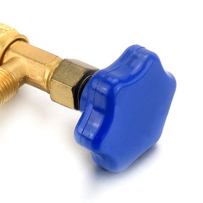 โลหะสีฟ้าวาล์วเปิดขวด 1/4 ขั้วต่อ SAE Dispensing สารทำความเย็นวาล์ว Openers ขวดสำหรับ R22 R134a R410A, Blue Metal Valve Bottle