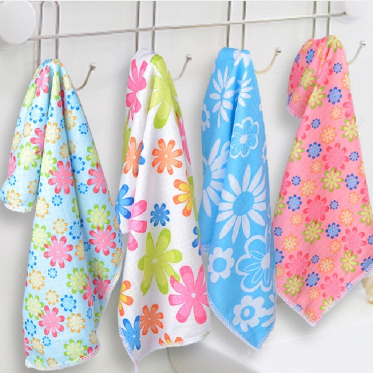 4 ชิ้น / เซ็ตผ้าไมโครไฟเบอร์พิมพ์ดอกไม้ผ้าทำความสะอาด, Microfiber Printed Towels