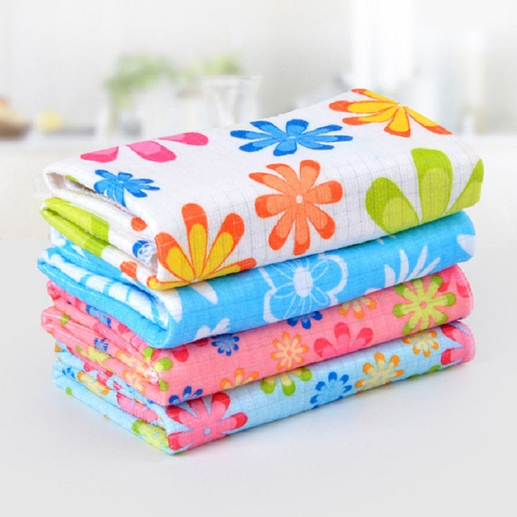 4 ชิ้น / เซ็ตผ้าไมโครไฟเบอร์พิมพ์ดอกไม้ผ้าทำความสะอาด, Microfiber Printed Towels
