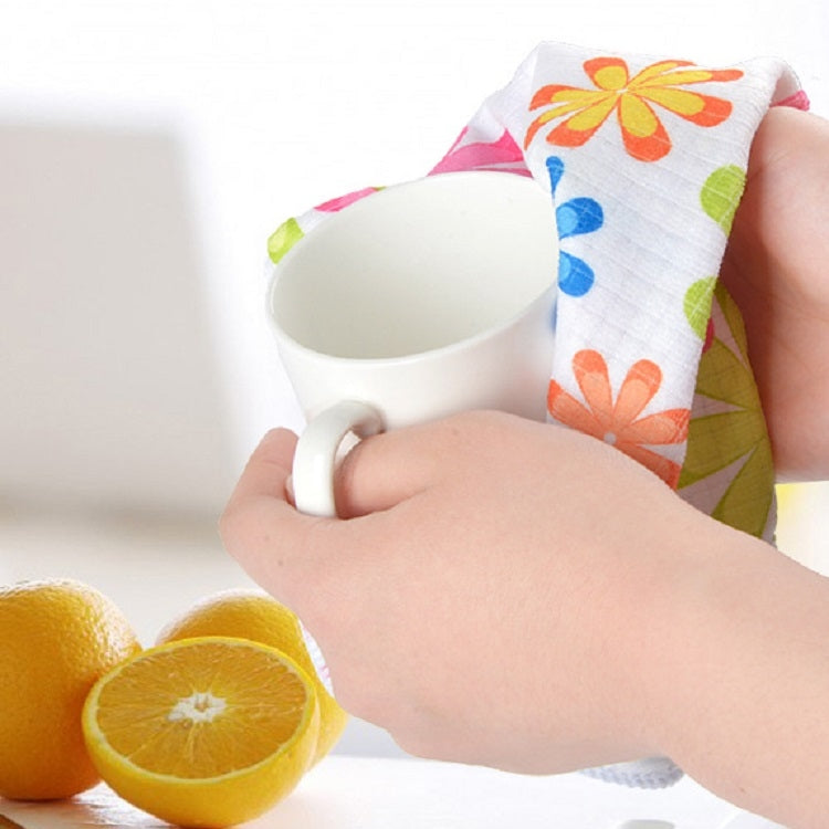 4 ชิ้น / เซ็ตผ้าไมโครไฟเบอร์พิมพ์ดอกไม้ผ้าทำความสะอาด, Microfiber Printed Towels