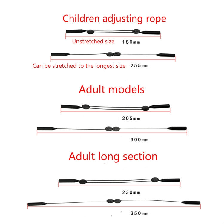 2 ชิ้นปรับแว่นตาเชือกเส้นเล็กแว่นตากีฬาลื่นหูตะขอปก, 25cm for Children, 30cm for Adult, 35cm for Adult