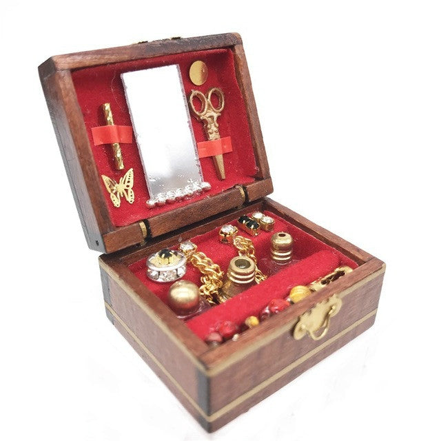 ตุ๊กตา House Mini Vintage กล่องเครื่องประดับอุปกรณ์เสริมของเล่นเพื่อการศึกษาเด็ก, Jewelry Box
