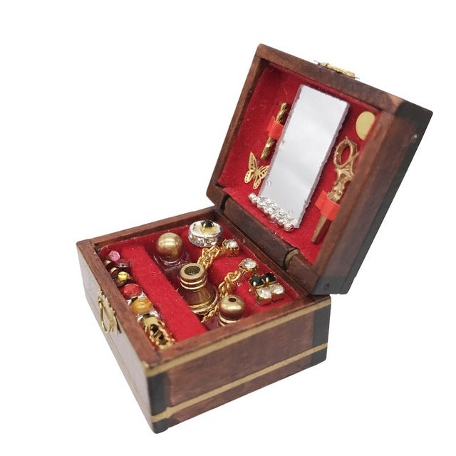 ตุ๊กตา House Mini Vintage กล่องเครื่องประดับอุปกรณ์เสริมของเล่นเพื่อการศึกษาเด็ก, Jewelry Box