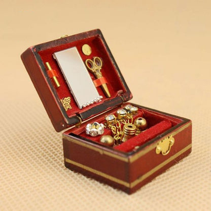 ตุ๊กตา House Mini Vintage กล่องเครื่องประดับอุปกรณ์เสริมของเล่นเพื่อการศึกษาเด็ก, Jewelry Box