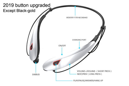 แบตเตอรี่ความจุขนาดใหญ่แฮนด์ฟรีหูฟังสเตอริโอ Bluetooth ไร้สายแบบสปอร์ตพร้อมไมโครโฟน