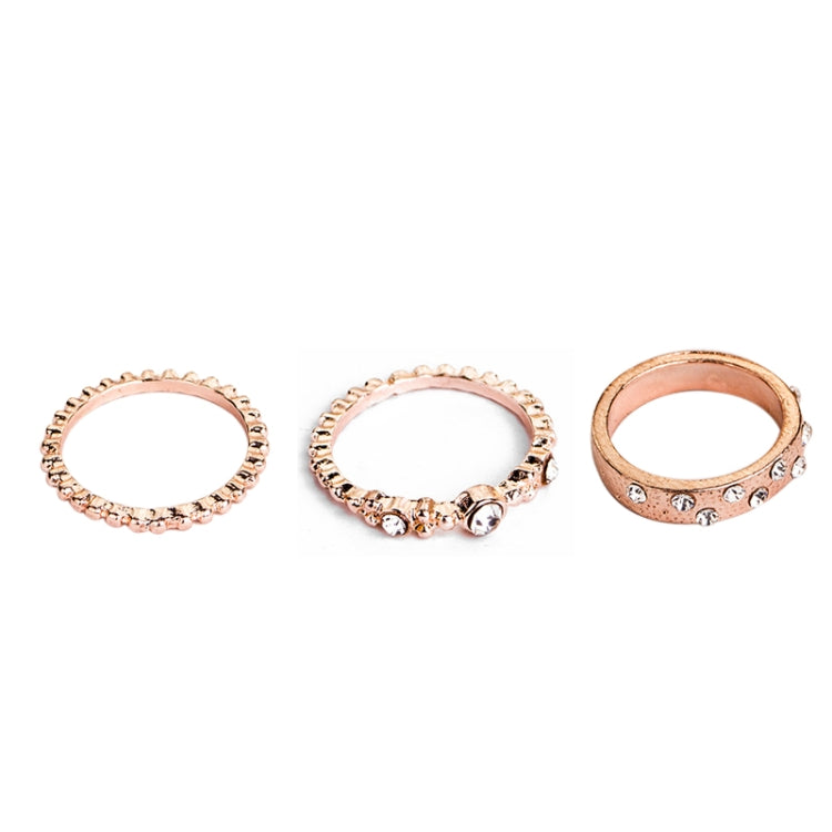 5 ชิ้น/เซ็ตแฟชั่นผู้หญิง Rose Gold Rhinestone Elegant แหวนชุดเครื่องประดับ, 6, 7, 8, 9, 10