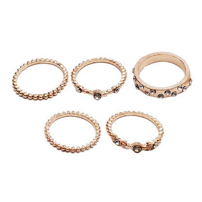 5 ชิ้น/เซ็ตแฟชั่นผู้หญิง Rose Gold Rhinestone Elegant แหวนชุดเครื่องประดับ, 6, 7, 8, 9, 10
