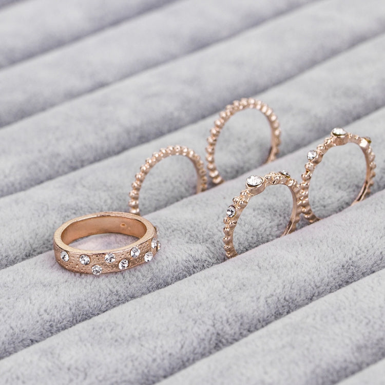 5 ชิ้น/เซ็ตแฟชั่นผู้หญิง Rose Gold Rhinestone Elegant แหวนชุดเครื่องประดับ, 6, 7, 8, 9, 10
