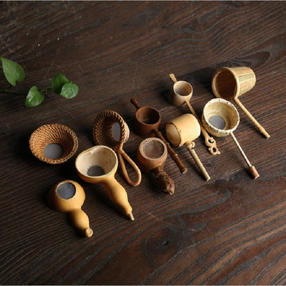 ไม้ไผ่ทอสร้างสรรค์กรองนำมาใช้ใหม่กรองชากระชอนอุปกรณ์, Bamboo Root Tea Leak, Bamboo Pole Gauze Plum Tea Leak, Bamboo Pole Hole Tea Leak, Rattan Tea Drain with Handle, Bamboo Woven Tea Leak, Bamboo Basket Tea Leak