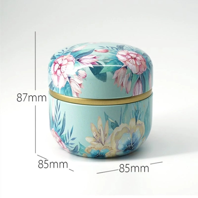 HOOMIN กล่องชาชา Jar ผู้ถือชาแคดดี้ Matcha คอนเทนเนอร์ MINI ผงกาแฟ Organizer กระป๋องมัลติฟังก์ชั่รอบโลหะ, Cherry color, Moshan blossom