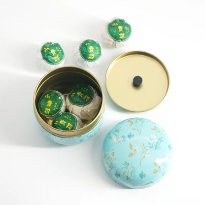 HOOMIN กล่องชาชา Jar ผู้ถือชาแคดดี้ Matcha คอนเทนเนอร์ MINI ผงกาแฟ Organizer กระป๋องมัลติฟังก์ชั่รอบโลหะ, Cherry color, Moshan blossom