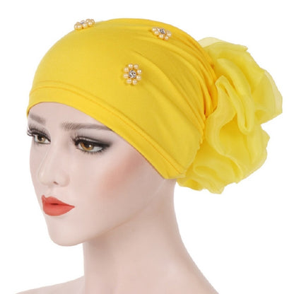 ผู้หญิงบุคลิกภาพดอกไม้ด้านหลังตกแต่งหมวกหมวกลูกปัดหมวกคลุมด้วยผ้า, M (56-58cm)