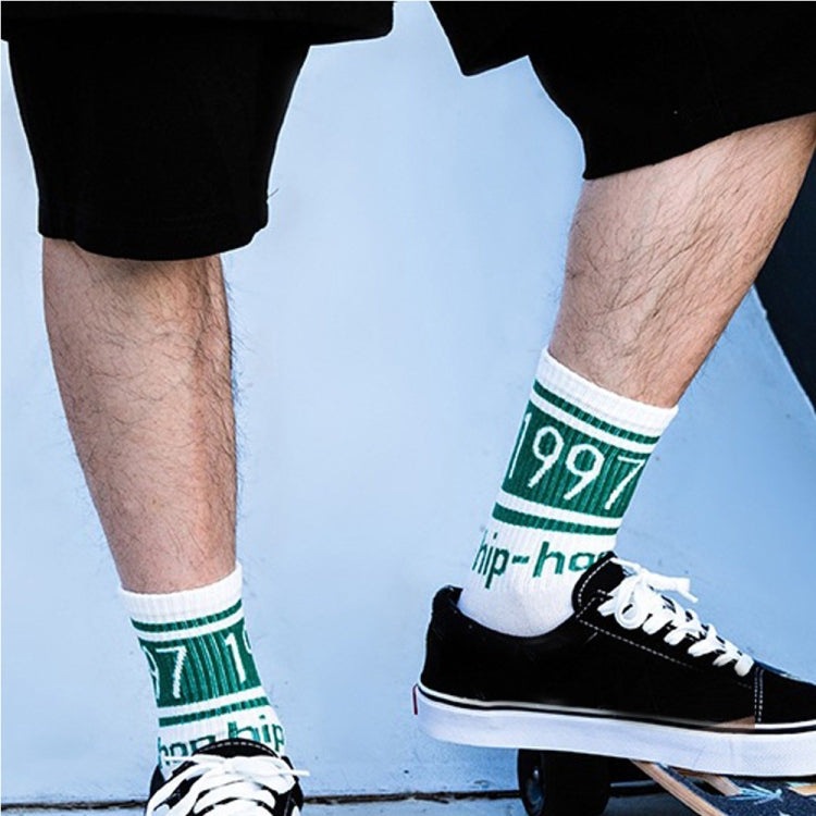3 คู่ Street Beat Retro Hip Hop Simple Tube ถุงเท้ากีฬาถุงเท้าสเก็ตบอร์ด, One Size