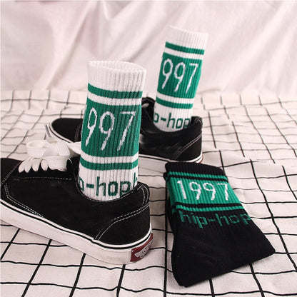 3 คู่ Street Beat Retro Hip Hop Simple Tube ถุงเท้ากีฬาถุงเท้าสเก็ตบอร์ด, One Size