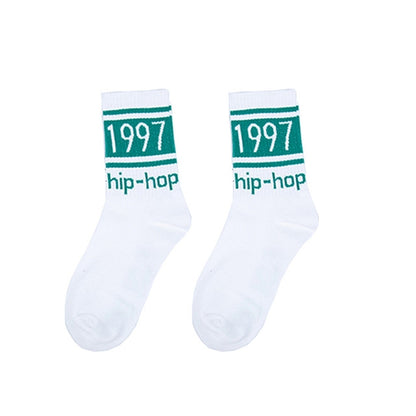 3 คู่ Street Beat Retro Hip Hop Simple Tube ถุงเท้ากีฬาถุงเท้าสเก็ตบอร์ด, One Size