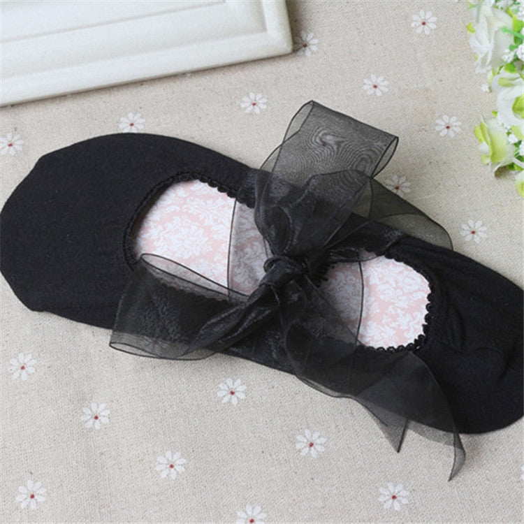 สตรี Bow Cross Straps ถุงเท้าปากตื้นถุงเท้าเรือใบ, One Size