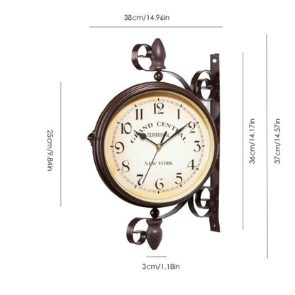 คลาสสิกสร้างสรรค์คาเฟ่ตกแต่งบาร์นาฬิกาแขวนสองด้าน, Double-sided Wall Clock
