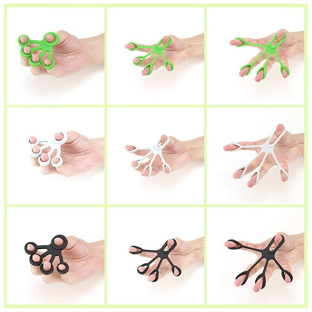 Finger Trainer ซิลิโคน Finger Tensioner Five Finger Tension Ring, 3 PCS Finger Trainer (Light Green (6.6LB)), 3 PCS Finger Trainer (Medium Green (8.8LB)), 3 PCS Finger Trainer (Dark Green (11LB))