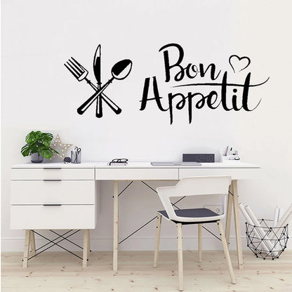 DIY มีดและส้อมสติ๊กเกอร์ติดผนังที่ถอดออกได้รูปลอกครอบครัวภาพจิตรกรรมฝาผนัง Art 3D Home Decor, Knife And Fork