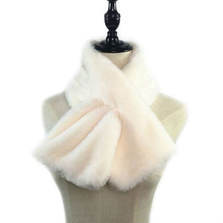 ผู้หญิงฤดูหนาว Thicken Plush Faux กระต่ายขนสัตว์ผ้าพันคอสีทึบอุ่น Neckerchief, 96 x 15cm