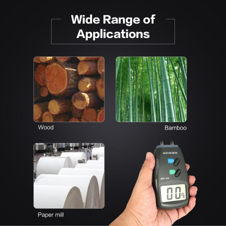 MD-4G 4 Pins เครื่องวัดความชื้นไม้ดิจิตอล LCD เครื่องวัดความชื้นเมล็ดพืชดิน, MD-4G