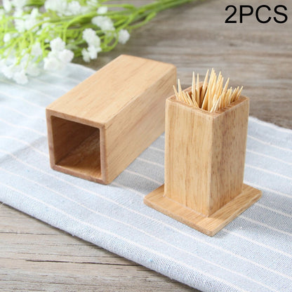2 ชิ้นกล่องไม้จิ้มฟันไม้ไผ่ธรรมชาติ Square ร้านอาหารโรงแรมไม้จิ้มฟันพร้อมฝาปิด, Bamboo Toothpick Box