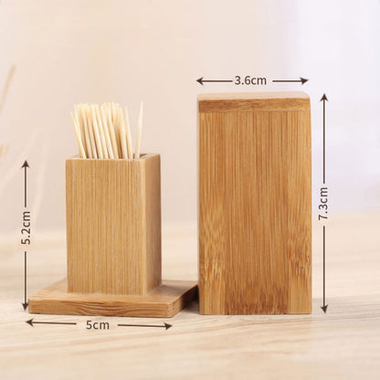 2 ชิ้นกล่องไม้จิ้มฟันไม้ไผ่ธรรมชาติ Square ร้านอาหารโรงแรมไม้จิ้มฟันพร้อมฝาปิด, Bamboo Toothpick Box