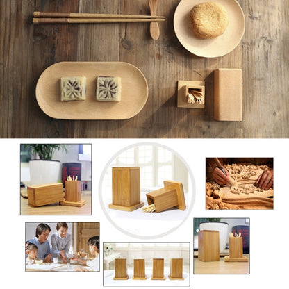 2 ชิ้นกล่องไม้จิ้มฟันไม้ไผ่ธรรมชาติ Square ร้านอาหารโรงแรมไม้จิ้มฟันพร้อมฝาปิด, Bamboo Toothpick Box