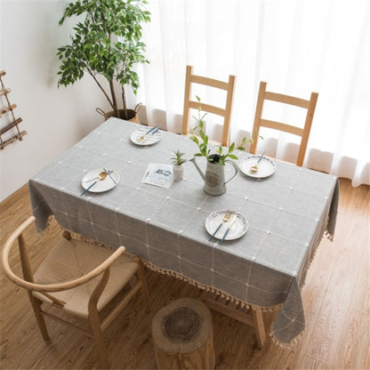 ตารางตาข่ายปักผ้าปูโต๊ะสีที่บริสุทธิ์ผ้าฝ้ายผ้าลินินพู่สี่เหลี่ยมโต๊ะกาแฟจ้า, 60x60cm, 90x90cm, 90x140cm, 110x110cm, 100x160cm, 110x170cm, 140x140cm, 140x180cm, 140x200cm