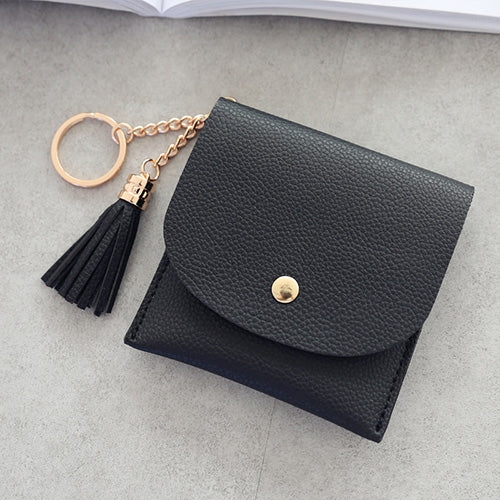 แฟชั่นผู้หญิงกระเป๋าสตางค์หนังสั้น MINI Casual ID ผู้ถือบัตรกระเป๋าสุภาพสตรีเหรียญคลัทช์พู่กระเป๋า