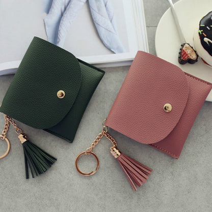 แฟชั่นผู้หญิงกระเป๋าสตางค์หนังสั้น MINI Casual ID ผู้ถือบัตรกระเป๋าสุภาพสตรีเหรียญคลัทช์พู่กระเป๋า