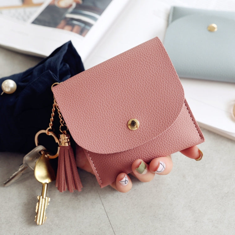 แฟชั่นผู้หญิงกระเป๋าสตางค์หนังสั้น MINI Casual ID ผู้ถือบัตรกระเป๋าสุภาพสตรีเหรียญคลัทช์พู่กระเป๋า