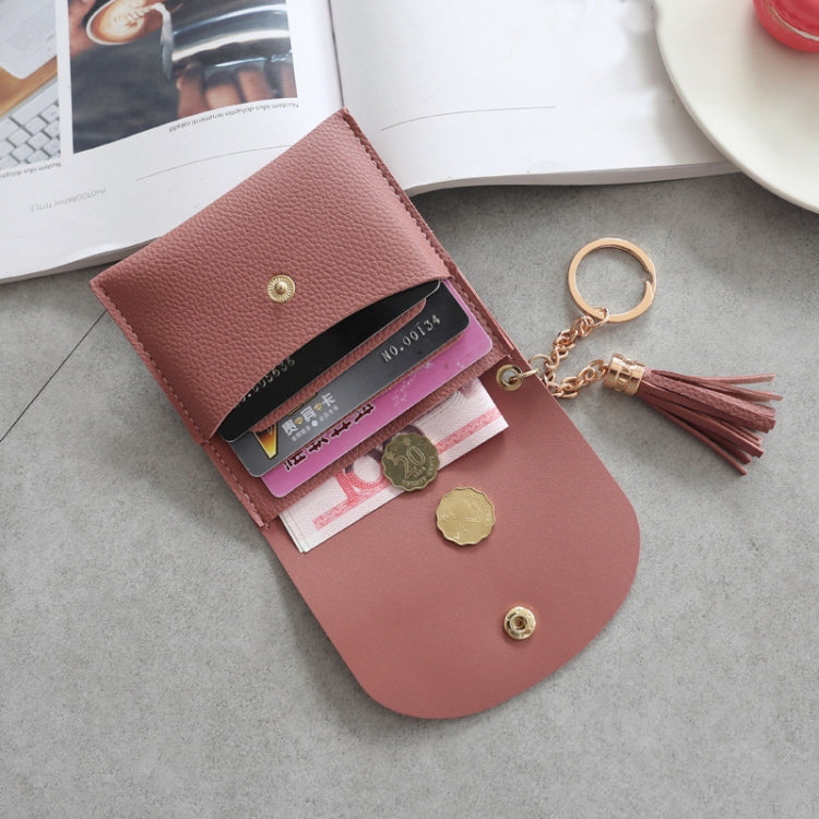 แฟชั่นผู้หญิงกระเป๋าสตางค์หนังสั้น MINI Casual ID ผู้ถือบัตรกระเป๋าสุภาพสตรีเหรียญคลัทช์พู่กระเป๋า