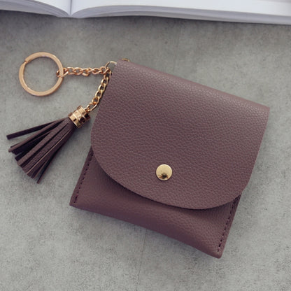 แฟชั่นผู้หญิงกระเป๋าสตางค์หนังสั้น MINI Casual ID ผู้ถือบัตรกระเป๋าสุภาพสตรีเหรียญคลัทช์พู่กระเป๋า