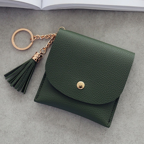 แฟชั่นผู้หญิงกระเป๋าสตางค์หนังสั้น MINI Casual ID ผู้ถือบัตรกระเป๋าสุภาพสตรีเหรียญคลัทช์พู่กระเป๋า
